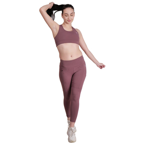 Women's Yoga Set 2-Piece - Light Brown Thulian | Workout Outfit, Activewear Matching Set