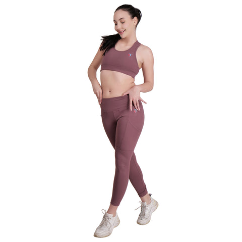 Women's Yoga Set 2-Piece - Light Brown Thulian | Workout Outfit, Activewear Matching Set