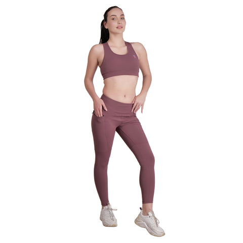 Women's Yoga Set 2-Piece - Light Brown Thulian | Workout Outfit, Activewear Matching Set