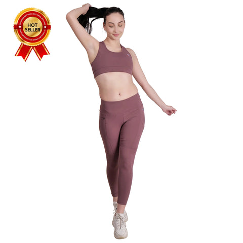 Women's Yoga Set 2-Piece - Light Brown Thulian | Workout Outfit, Activewear Matching Set